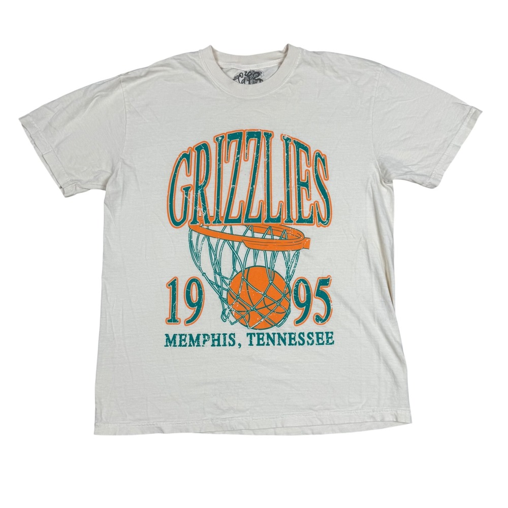 The Cure Memphis Grizzlies T-Shirt Small Retro 1995 Basketball Cream 0488